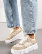 renda Adidași Bej pe talpă groasă în relief cu perforații și imprimeu leopard Odivila