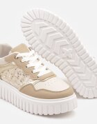 renda Adidași Bej pe talpă groasă în relief cu perforații și imprimeu leopard Odivila