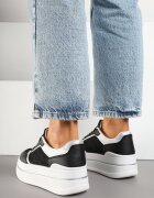 renda Adidași Negru-Alb cu Talpă Groasă Decorați cu Imprimeu în Relief Nalliera