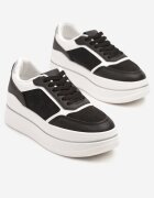renda Adidași Negru-Alb cu Talpă Groasă Decorați cu Imprimeu în Relief Nalliera
