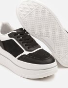 renda Adidași Negru-Alb cu Talpă Groasă Decorați cu Imprimeu în Relief Nalliera