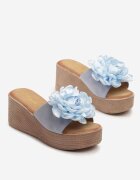 renda Papuci Albaștri cu platformă cu Aplicație Florală Reinira