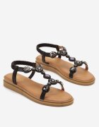renda Sandale Negre cu bijuterii în stil Boho Julimarae