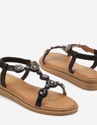 renda Sandale Negre cu bijuterii în stil Boho Julimarae
