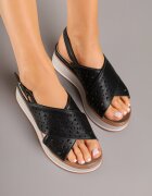 renda Sandale Negre cu platformă Decorate cu model ajurat Nevola
