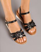 renda Sandale Negre pe coturn cu ornament metalic Nevanissa