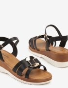 renda Sandale Negre pe coturn cu ornament metalic Nevanissa