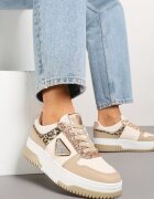 renda Sneakers bej închis Decorați cu sclipici zirconii și perforații Tillitara