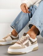renda Sneakers bej închis Decorați cu sclipici zirconii și perforații Tillitara