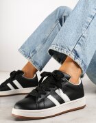 renda Sneakers Negre cu Perforații și Benzi Decorative Deolene