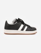 renda Sneakers Negre cu Perforații și Benzi Decorative Deolene
