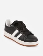 renda Sneakers Negre cu Perforații și Benzi Decorative Deolene