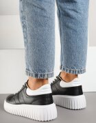 renda Sneakers Negri-Albi cu Talpă Groasă în Relief Zdivila