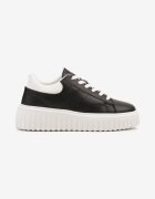 renda Sneakers Negri-Albi cu Talpă Groasă în Relief Zdivila