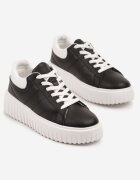 renda Sneakers Negri-Albi cu Talpă Groasă în Relief Zdivila