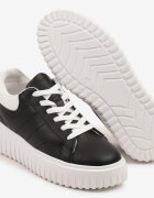 renda Sneakers Negri-Albi cu Talpă Groasă în Relief Zdivila