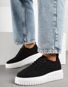 renda Sneakersy Negri cu Talpă Groasă și Față Perforată Ellisene