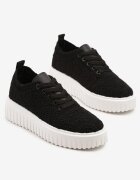 renda Sneakersy Negri cu Talpă Groasă și Față Perforată Ellisene