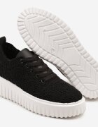 renda Sneakersy Negri cu Talpă Groasă și Față Perforată Ellisene