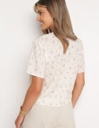 retro & icone Bluză bej deschis tip cardigan legată cu șnururi în față Maiana