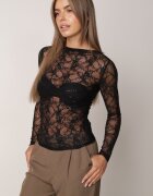 retro & icone Bluză elegantă din dantelă cu fronseu în talie și paiete Edinissa Neagră