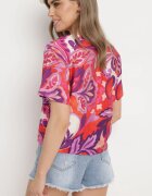 retro & icone Bluză Roz-violet din Viscoză cu Mânecă Scurtă și Legare în Față Miloella