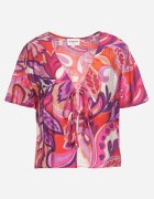 retro & icone Bluză Roz-violet din Viscoză cu Mânecă Scurtă și Legare în Față Miloella