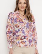 retro & icone Cămașă Alb-Roz cu Imprimeu Floral cu Croială Clasică Lumelia