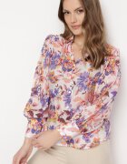 retro & icone Cămașă Alb-Roz cu Imprimeu Floral cu Croială Clasică Lumelia