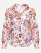 retro & icone Cămașă Alb-Roz cu Imprimeu Floral cu Croială Clasică Lumelia