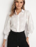 retro & icone Cămașă albă transparentă cu broderie cu mâneci largi din bumbac Filneya