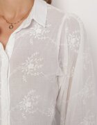 retro & icone Cămașă albă transparentă cu broderie cu mâneci largi din bumbac Filneya