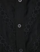 retro & icone Cămașă Neagră cu Guler Decorativ cu Volan Acitani