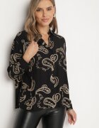 retro & icone Cămașă neagră din viscoză decorată cu broderie și fir metalic Melonise