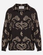retro & icone Cămașă neagră din viscoză decorată cu broderie și fir metalic Melonise