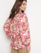 retro & icone Cămașă Roșu-Roz cu Model Floral cu Mâneci Lejere Nallestia