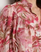 retro & icone Cămașă Roșu-Roz cu Model Floral cu Mâneci Lejere Nallestia