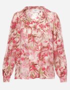 retro & icone Cămașă Roșu-Roz cu Model Floral cu Mâneci Lejere Nallestia