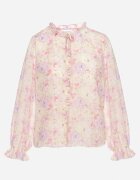 retro & icone Cămașă roz cu model floral delicat și cu legătură la decolteu Viralla