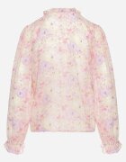 retro & icone Cămașă roz cu model floral delicat și cu legătură la decolteu Viralla