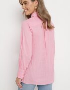 retro & icone Cămașă Roz din Bumbac cu Inserții Delicate Brodate Leordia