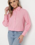 retro & icone Cămașă Roz din Bumbac cu Inserții Delicate Brodate Leordia
