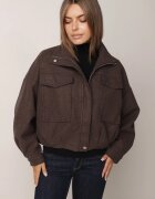retro & icone Jachetă de tranziție bomber cu guler tip tunică din material flauș cu vâscoză Ussata Maro