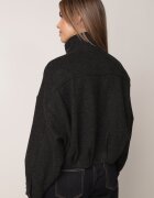 retro & icone Jachetă de tranziție bomber cu guler tip tunică din material flauș cu vâscoză Ussata Neagră