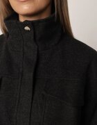 retro & icone Jachetă de tranziție bomber cu guler tip tunică din material flauș cu vâscoză Ussata Neagră