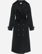 retro & icone Lung Palton Trench Negru Dublu cu curea în talie Cadenite