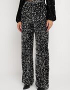 retro & icone Pantaloni argintii largi velurați cu paiete Mokkia