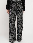 retro & icone Pantaloni argintii largi velurați cu paiete Mokkia