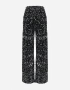 retro & icone Pantaloni argintii largi velurați cu paiete Mokkia