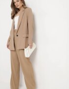 retro & icone Pantaloni Bej închis Clasici cu Buzunare și Picior Drept Trisonore